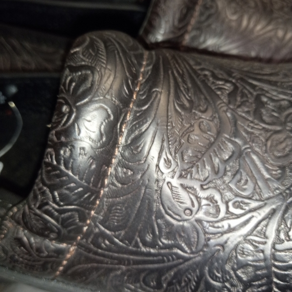 !💜Faded Glory Shoes Mules Brown Faux Leather Tooled Etchings Slip-On   Siz… - Picture 7 of 7